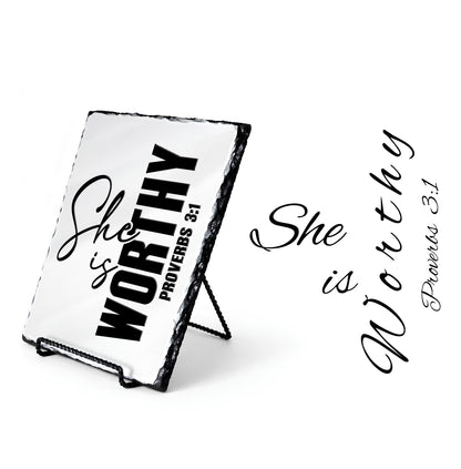 She Is Worthy Proverbs 3:1 Scripture Slate