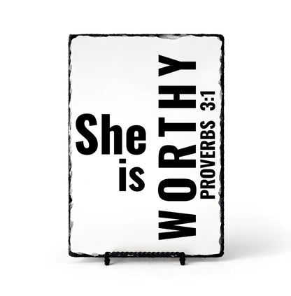 She Is Worthy Proverbs 3:1 Scripture Slate