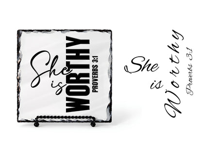 She Is Worthy Proverbs 3:1 Scripture Slate