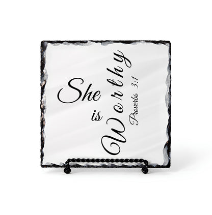 She Is Worthy Proverbs 3:1 Scripture Slate