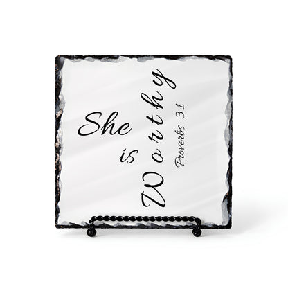 She Is Worthy Proverbs 3:1 Scripture Slate