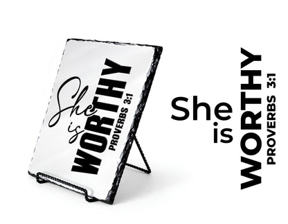 She Is Worthy Proverbs 3:1 Scripture Slate