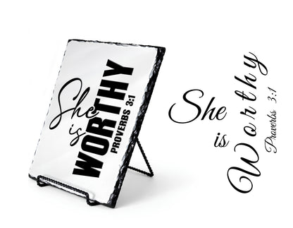 She Is Worthy Proverbs 3:1 Scripture Slate