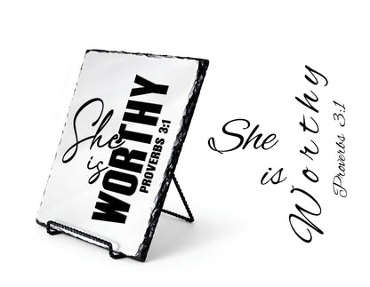 She Is Worthy Proverbs 3:1 Scripture Slate