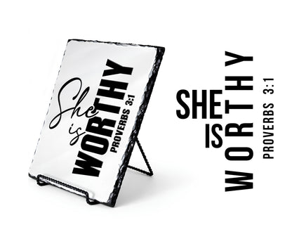 She Is Worthy Proverbs 3:1 Scripture Slate
