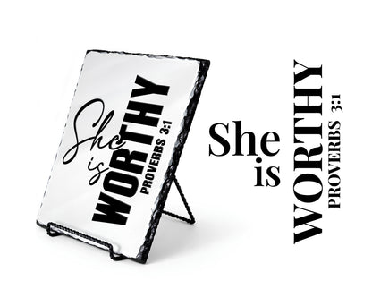 She Is Worthy Proverbs 3:1 Scripture Slate