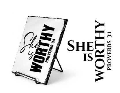 She Is Worthy Proverbs 3:1 Scripture Slate